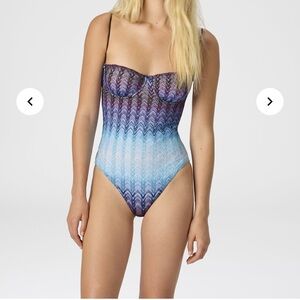 Authentic Missoni Multicolor Zigzag One-Piece underwire bra Swimsuit bodysuit 💙